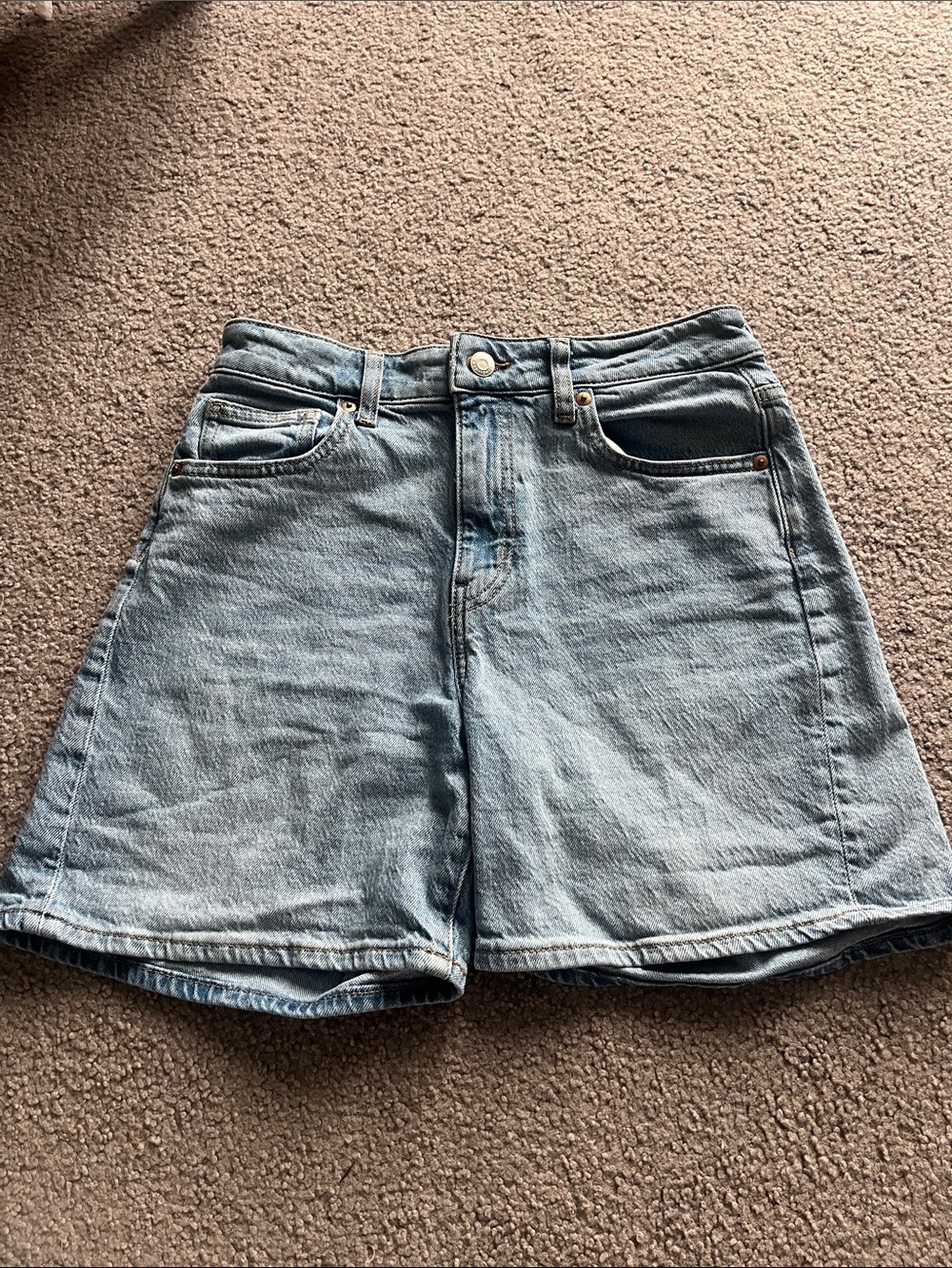 H&M Light Blue High-Rise Denim Shorts